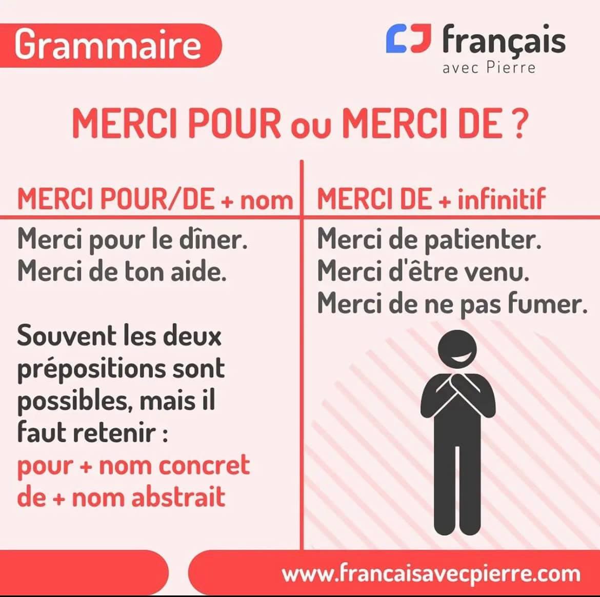 MERCI POUR ou MERCI DE? Quand est-ce qu’il faut dire l’un, quand est-ce ...