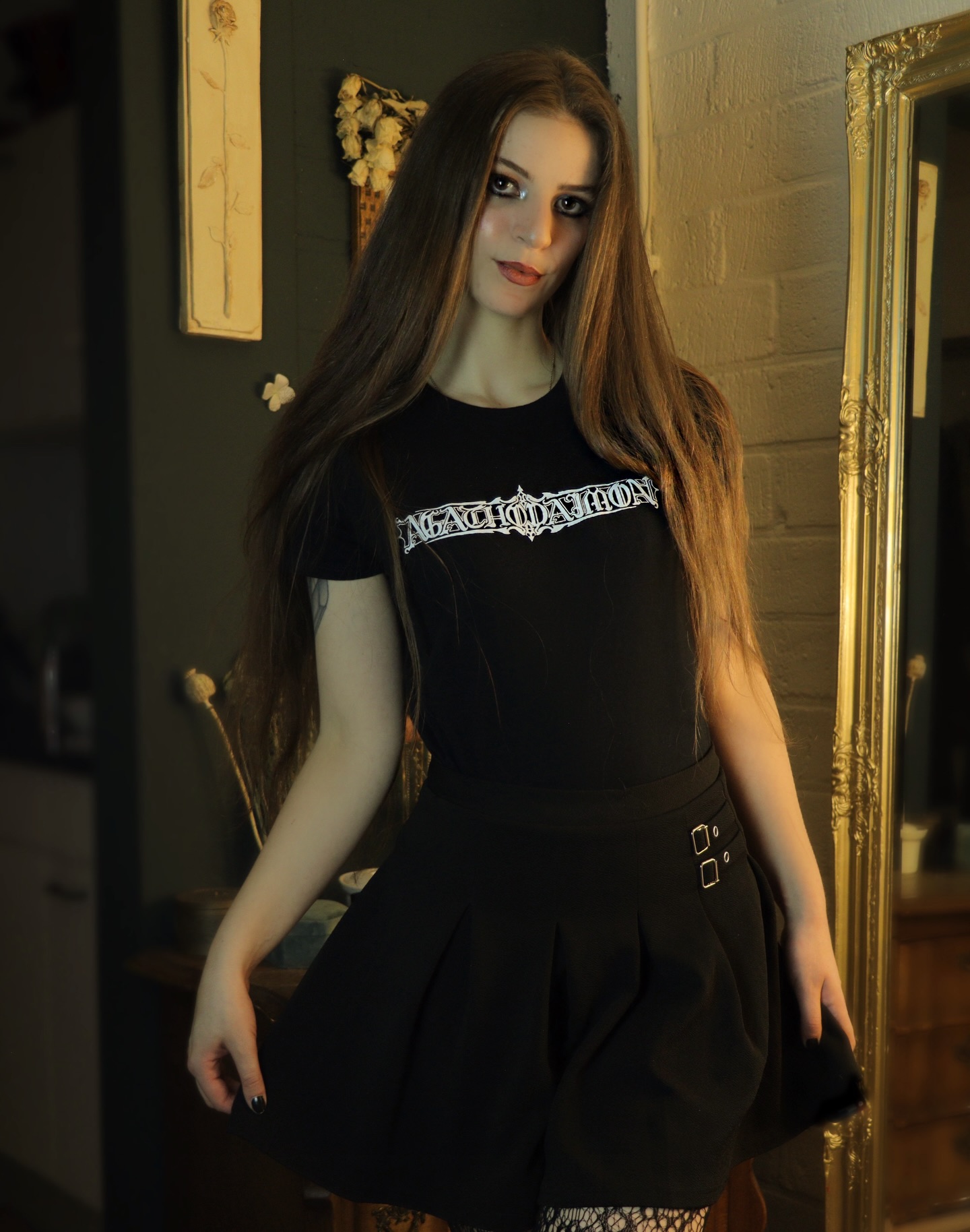 bandcamp black dresses Friday! If you plan on getting some nice merch, do it now! There are some beautiful girlie shirts for you(r) ladies (many thanks to @mariathesinner for modeling some of them!), but Color:English/Violet