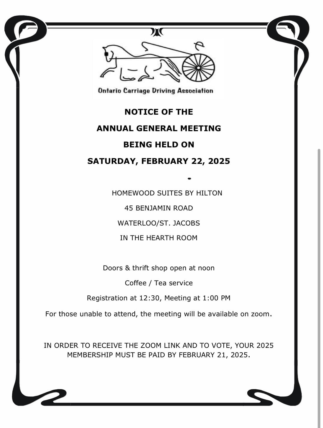 NOTICE OF 2025 OCDA... - Ontario Carriage Driving Association | Facebook