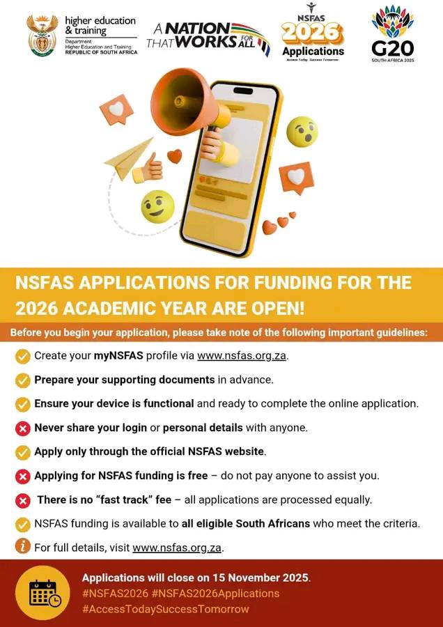 Alive - 🗣️NSFAS 2026 Applications Are Officially Open!!! We are pleased ...