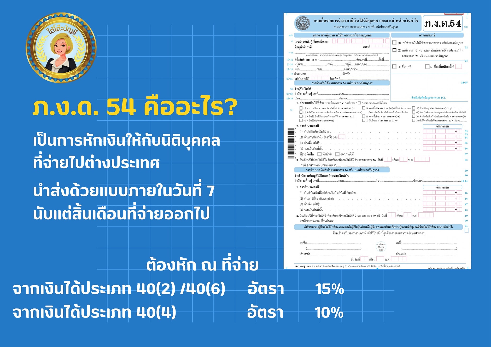ใต้โต๊ะบัญชี - ภาษีเงินได้ ภ.ง.ด. 54 คืออะไร ? ภ.ง.ด. 54... | Facebook