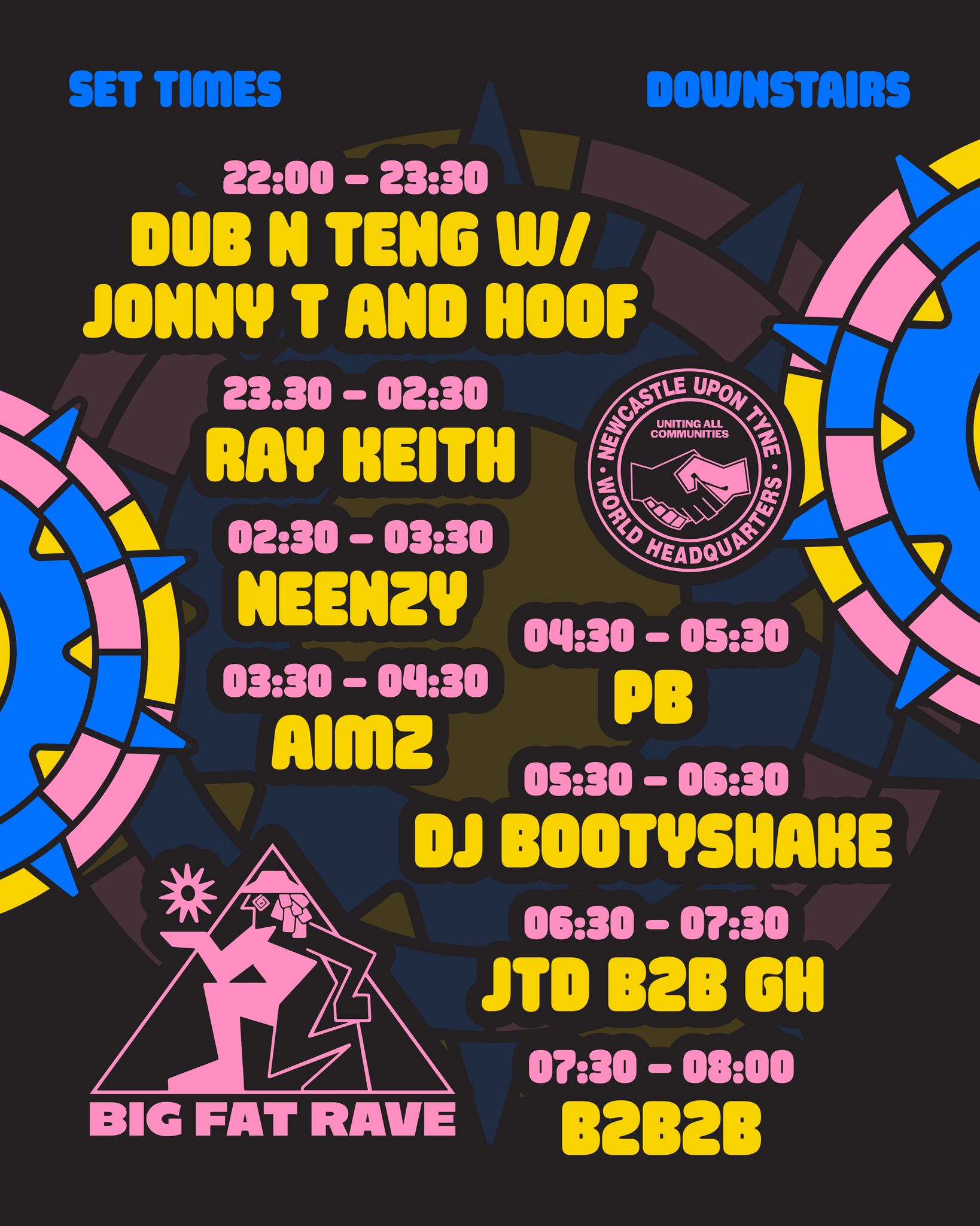 World - NYE Set times part 2 🌍 @big_fat_rave takeover downstairs from ...
