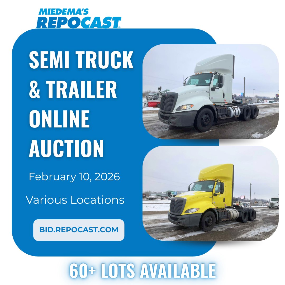 Repocast.com - This auction will feature a variety of semi trucks and ...