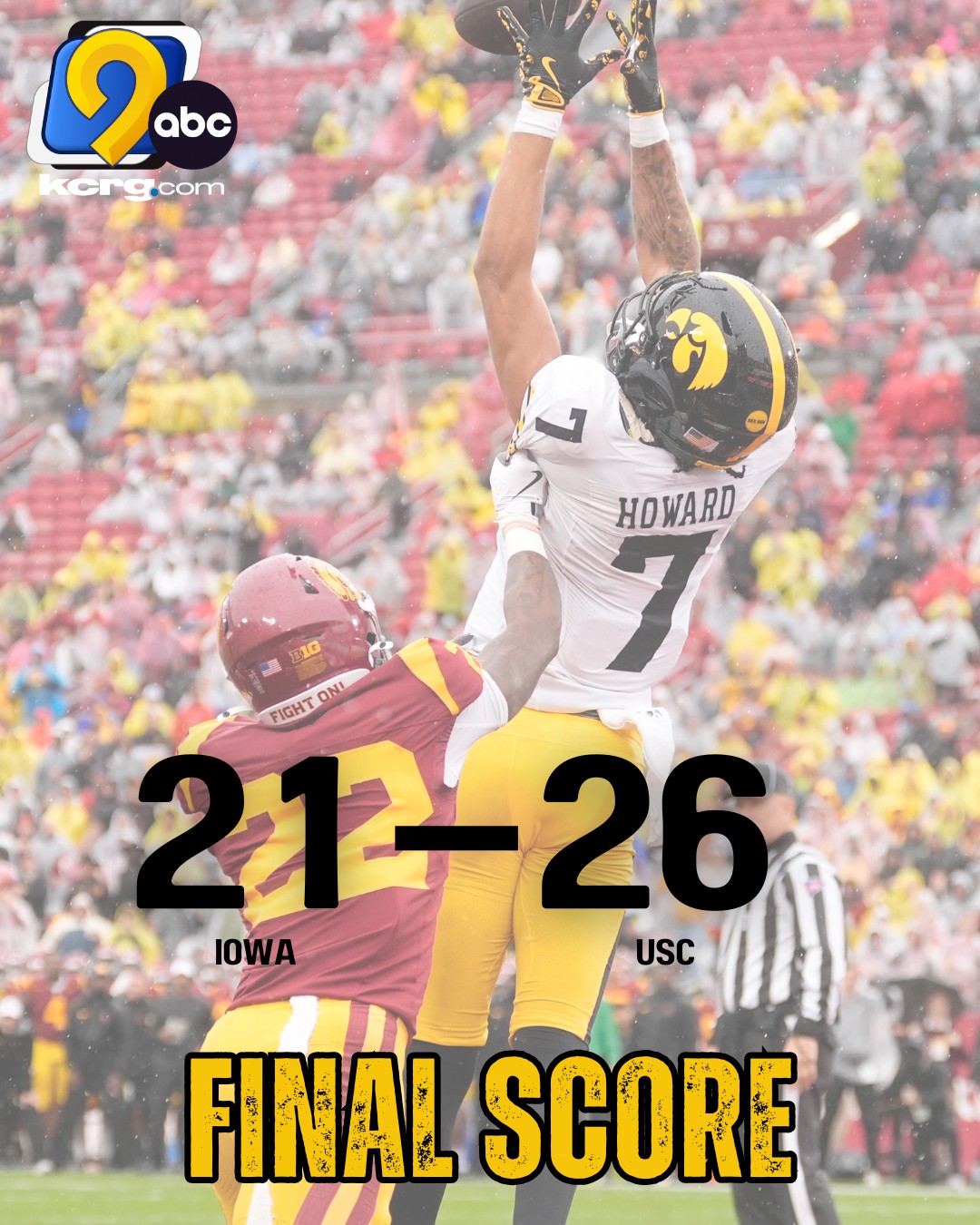KCRG-TV9 - The Hawkeyes came up short against the Trojans on Saturday ...