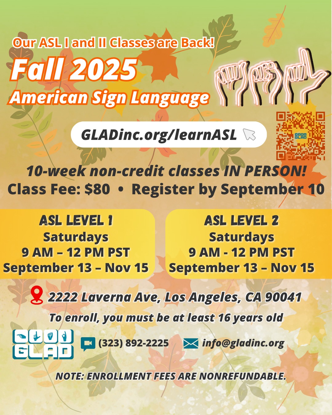 Greater - ‼️ ASL I class is currently full. ASL II class has some ...