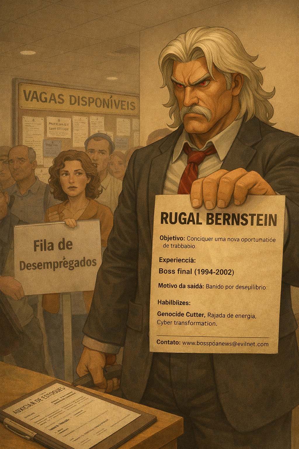 Arino - Rugal na fila da agência de empregos, após ser proibido de ser ...