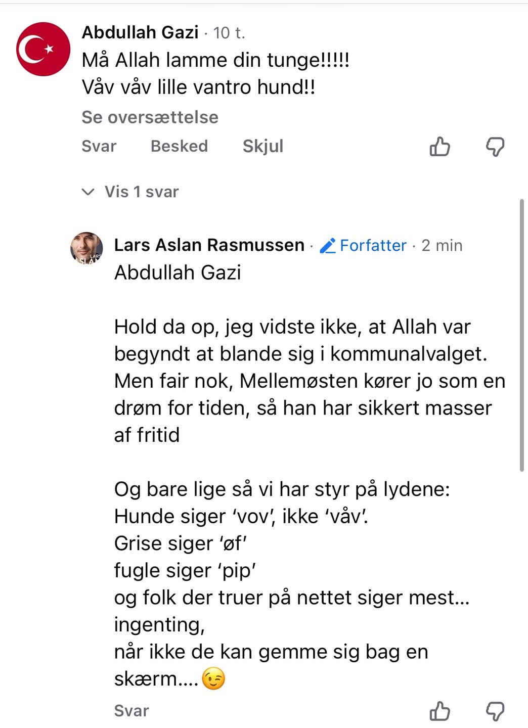 NÅR TRUSLERNE LYDER SOM EN DYREPARK... - Lars Aslan Rasmussen | Facebook
