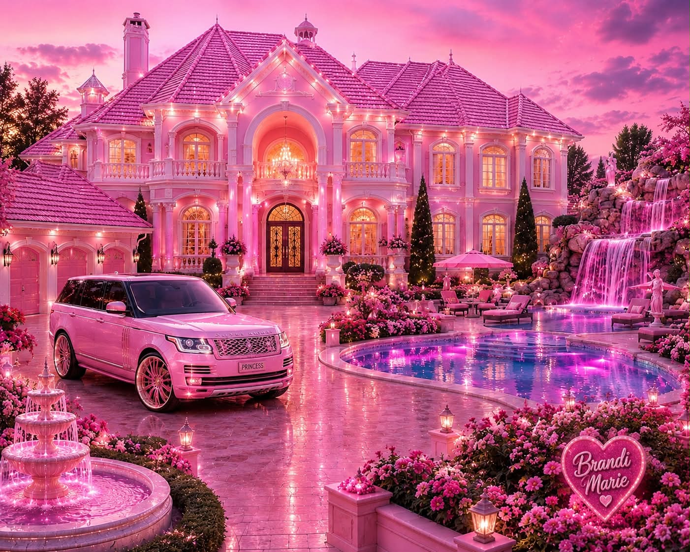 Very pretty pink house. I would live there