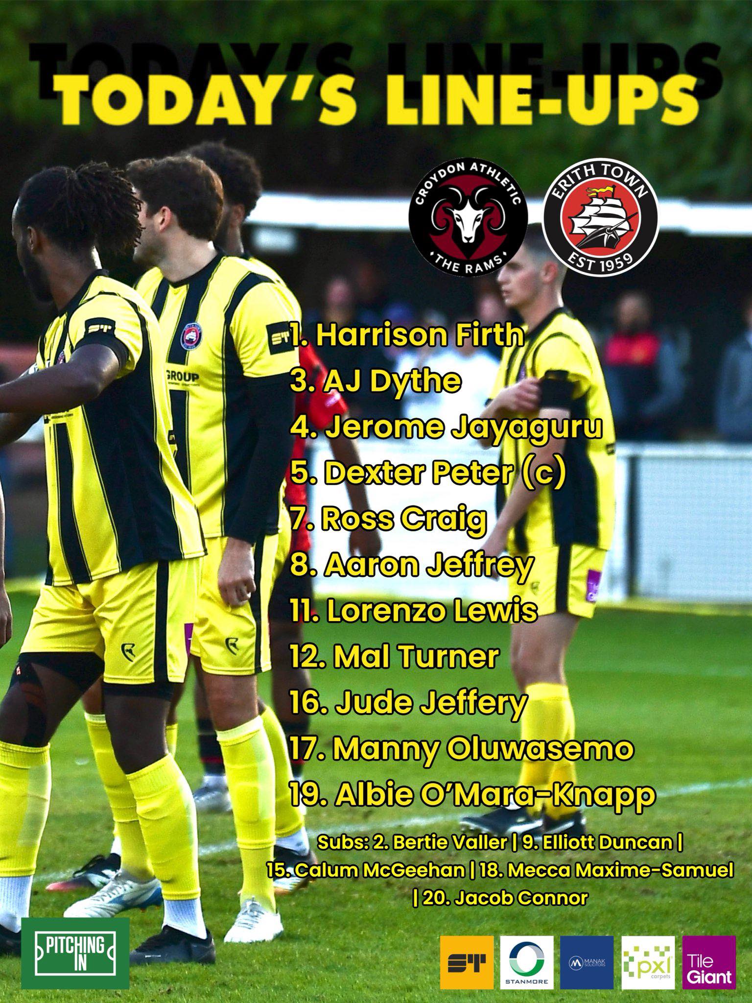 Erith - LINE UP | The Dockers team for today's game at AFC Croydon ...