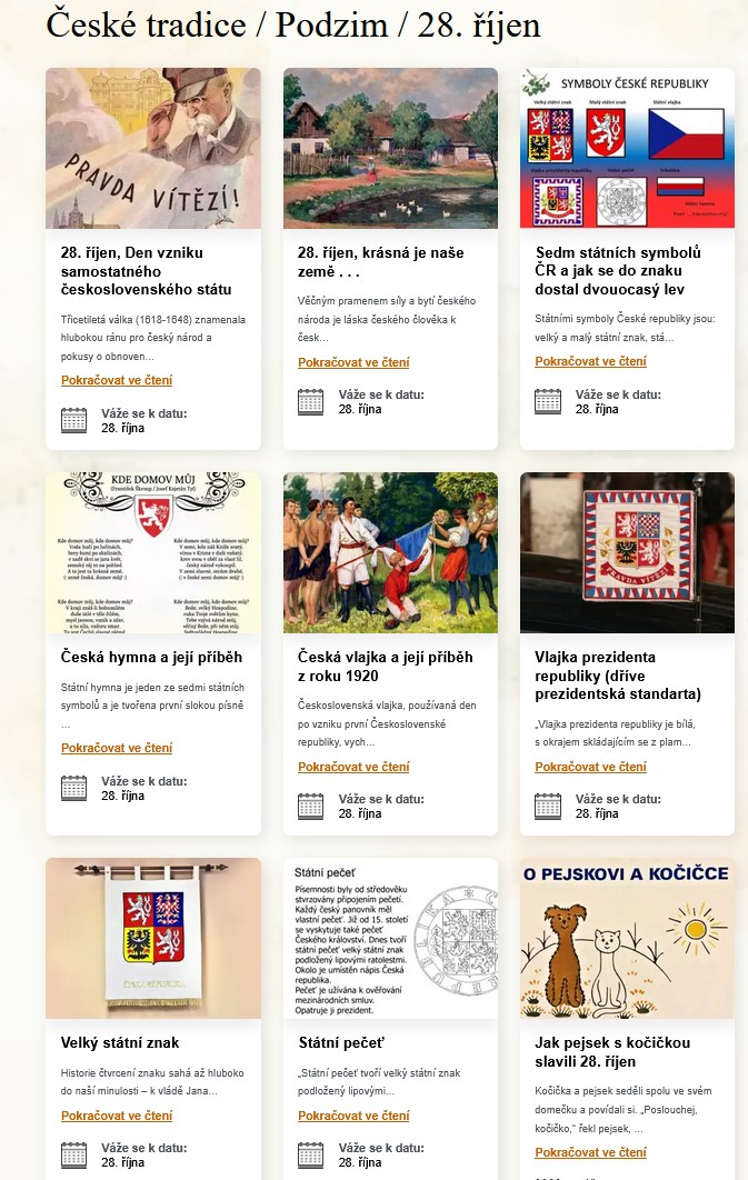 České - O 28. ŘÍJNU, O STÁTNÍCH SYMBOLECH Spousu zajímavých informací ...