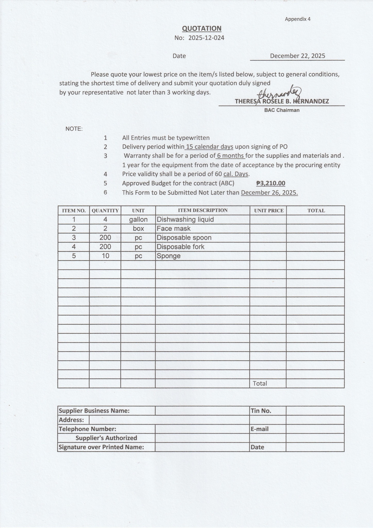 DepEd - Request for Quotation: Quotation No. 2025-12-024 Deped Tayo ...