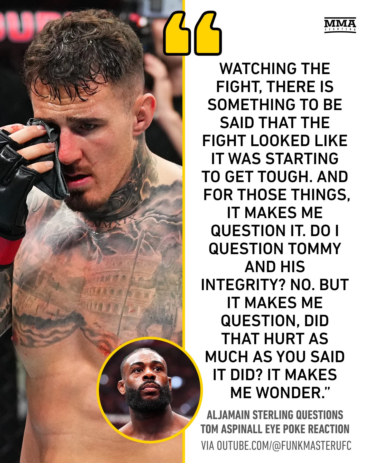 MMA Fighting - Aljamain Sterling questions Tom Aspinall's... | Facebook