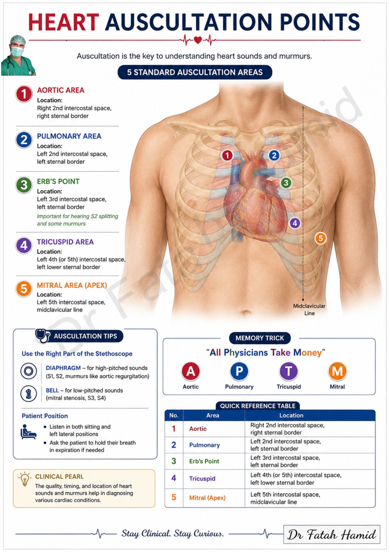 Cardiac Auscultation Sites !💪💪💪