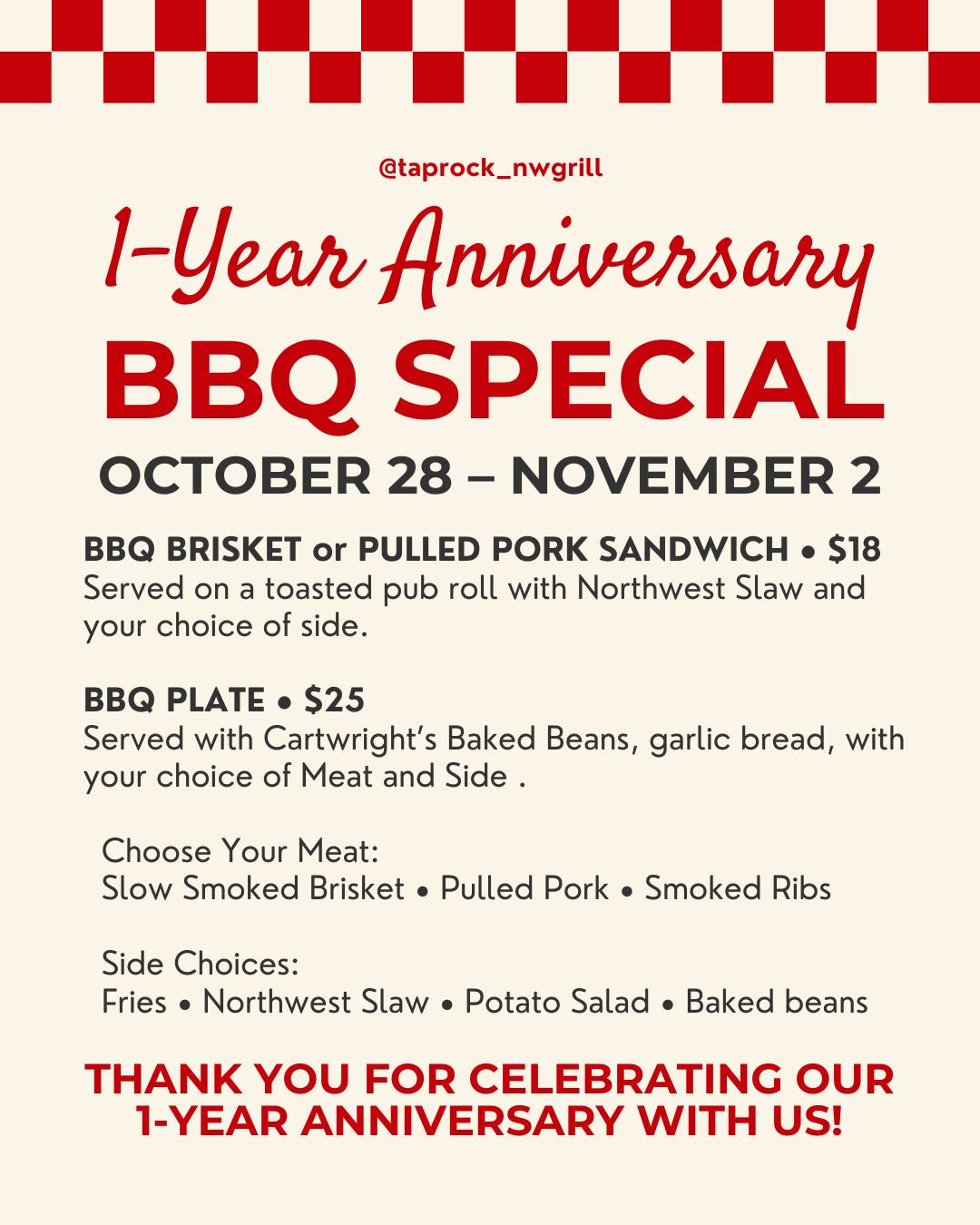 It’s our 1-year... - Taprock Northwest Grill Grants Pass | Facebook