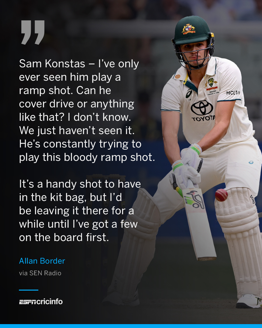 ESPNcricinfo - Australia legend Allan Border isn’t impressed by Sam ...