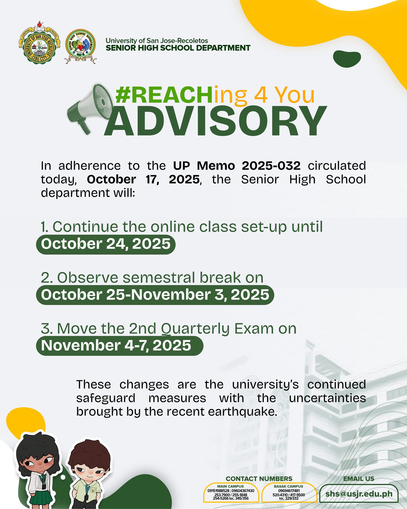 USJ-R - #REACHing4You | ADVISORY In adherence to the UP Memo 2025-032 ...