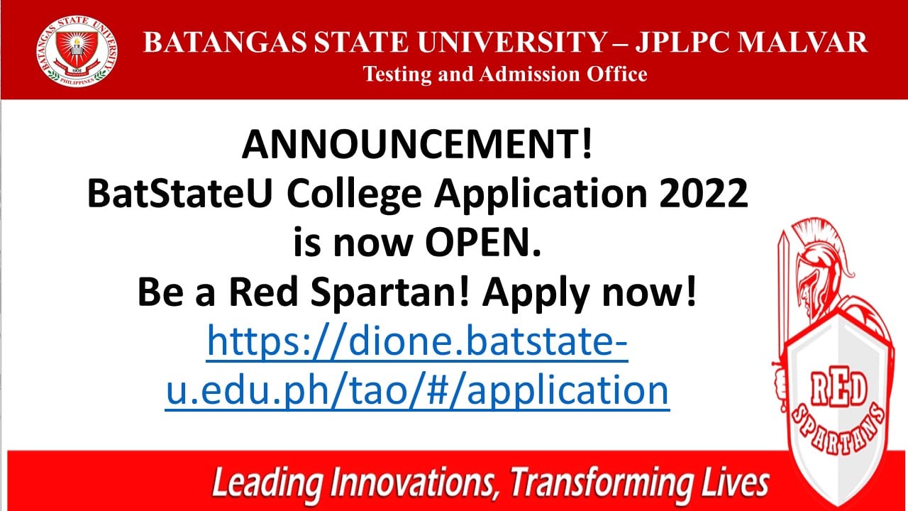 ANNOUNCEMENT! The BatStateU College Application 2022 is now OPEN. For ...