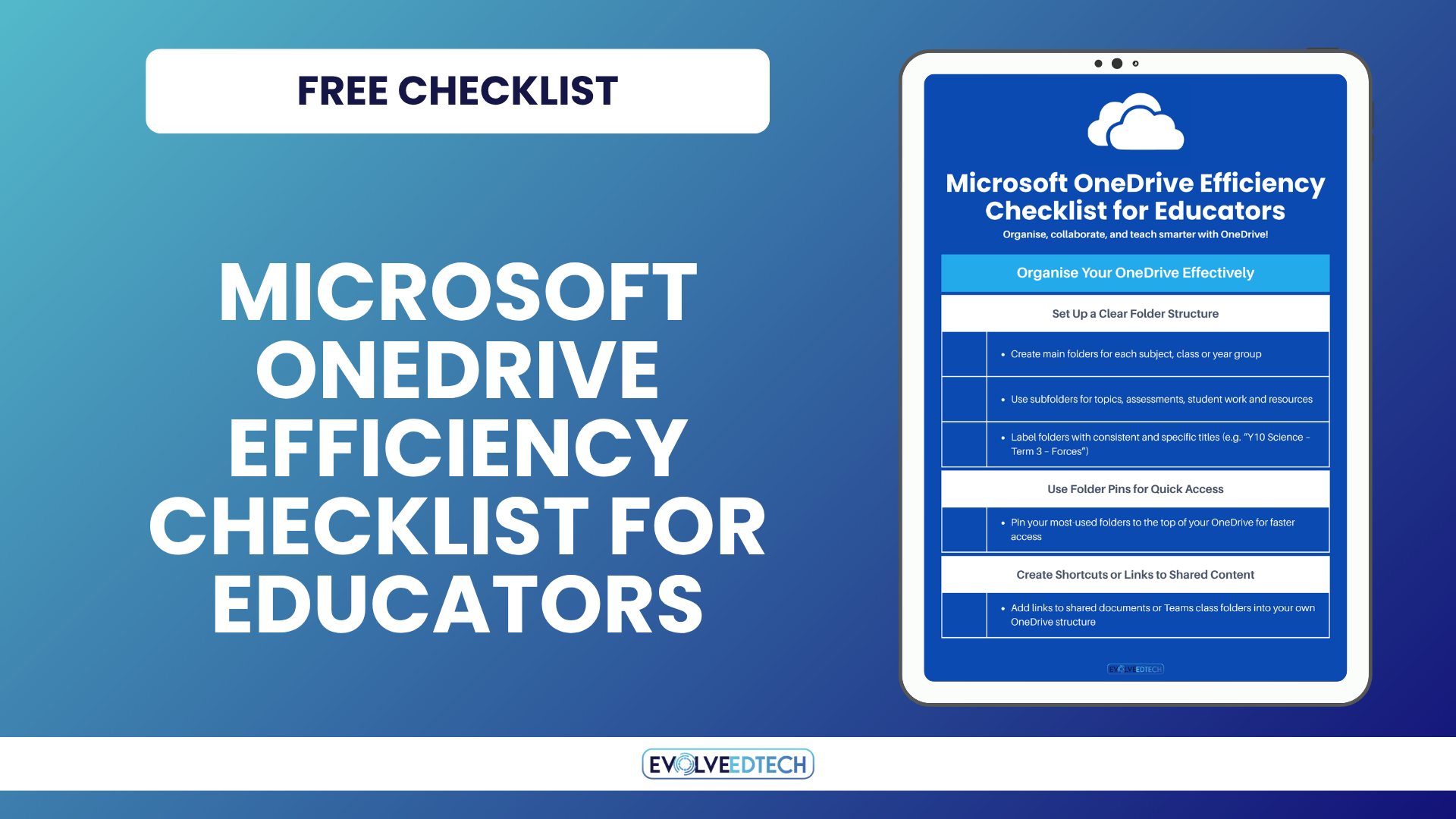 Evolve - FREE Microsoft OneDrive Efficiency Checklist for Educators Are ...