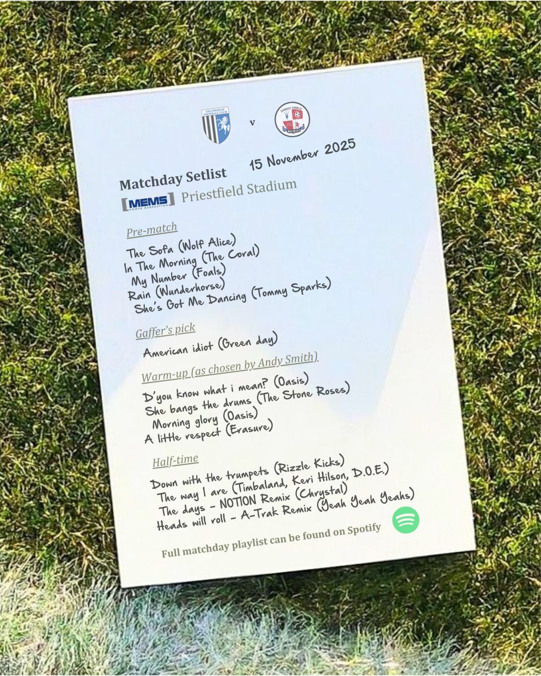Today’s matchday playlist for... - Gillingham Football Club | Facebook