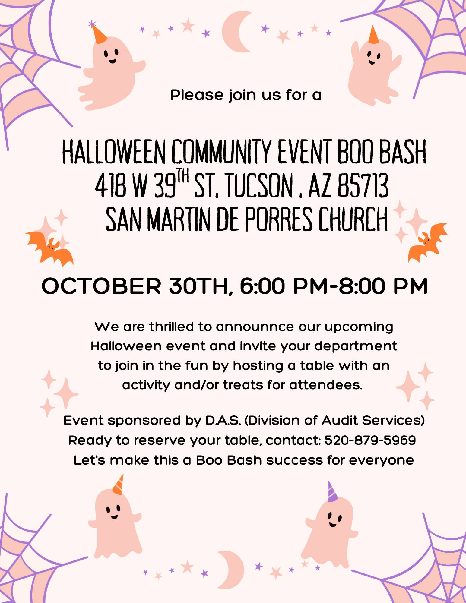 Halloween boo bash happening at San Martin De Porres Church. Come on ...