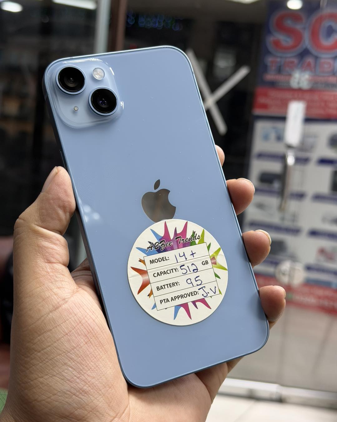 IPHONE 14 PLUS SIM LOCKED(JV) 512GB MEMORY SKY BLUE COLOR 10/10