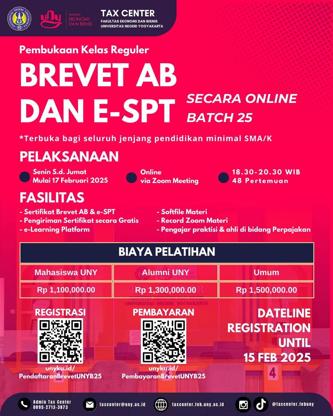 Tax Center FEB UNY Membuka kelas Regular Brevet Pajak A, B, dan e-SPT ...