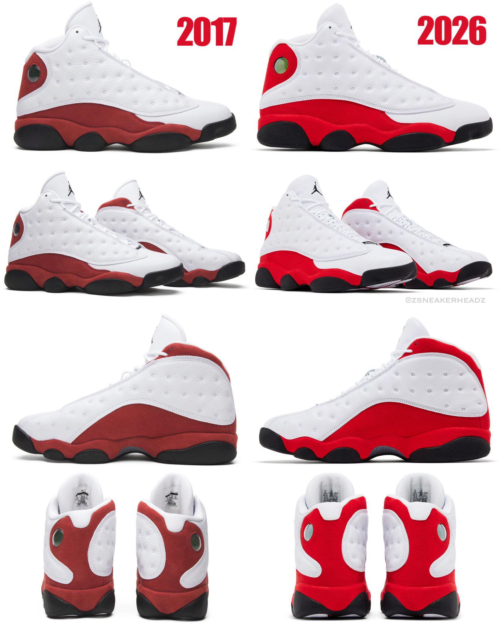 2017 vs 2026 “Chicago” Air Jordan 13 🔴⚪️
