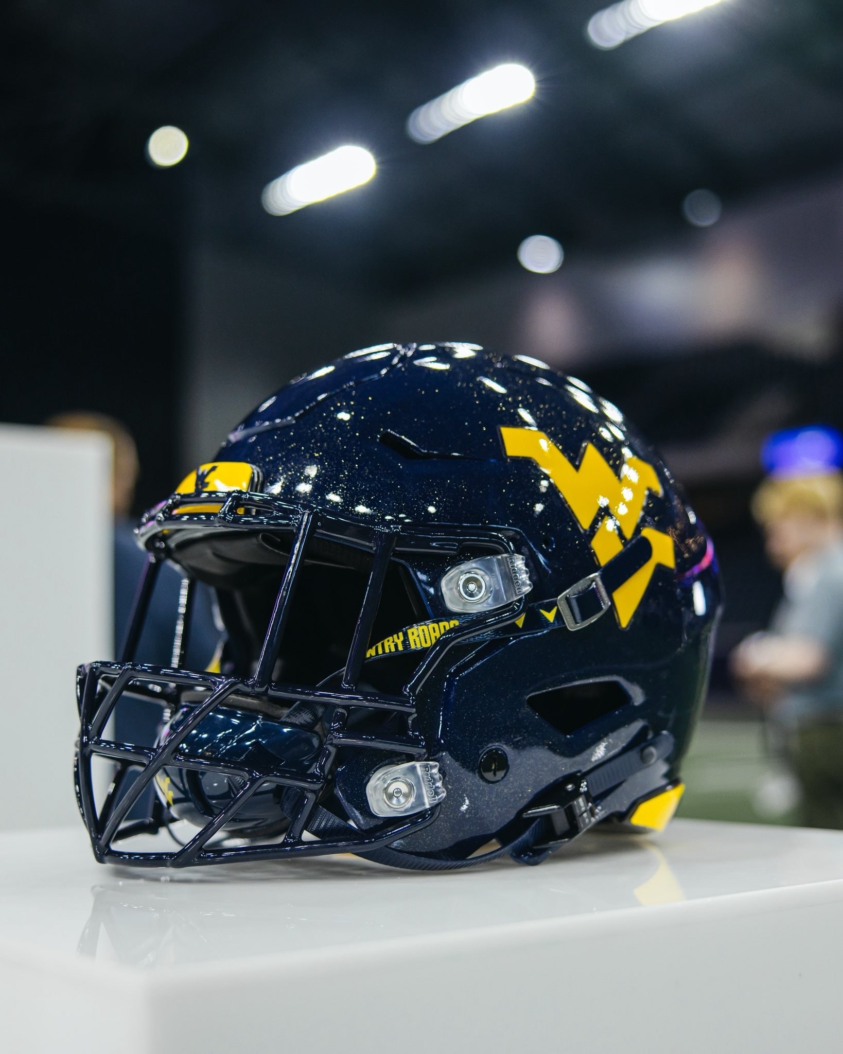 2019 wvu football helmets West Virginia University Helmet SP face mask WVU football game vs. Utah