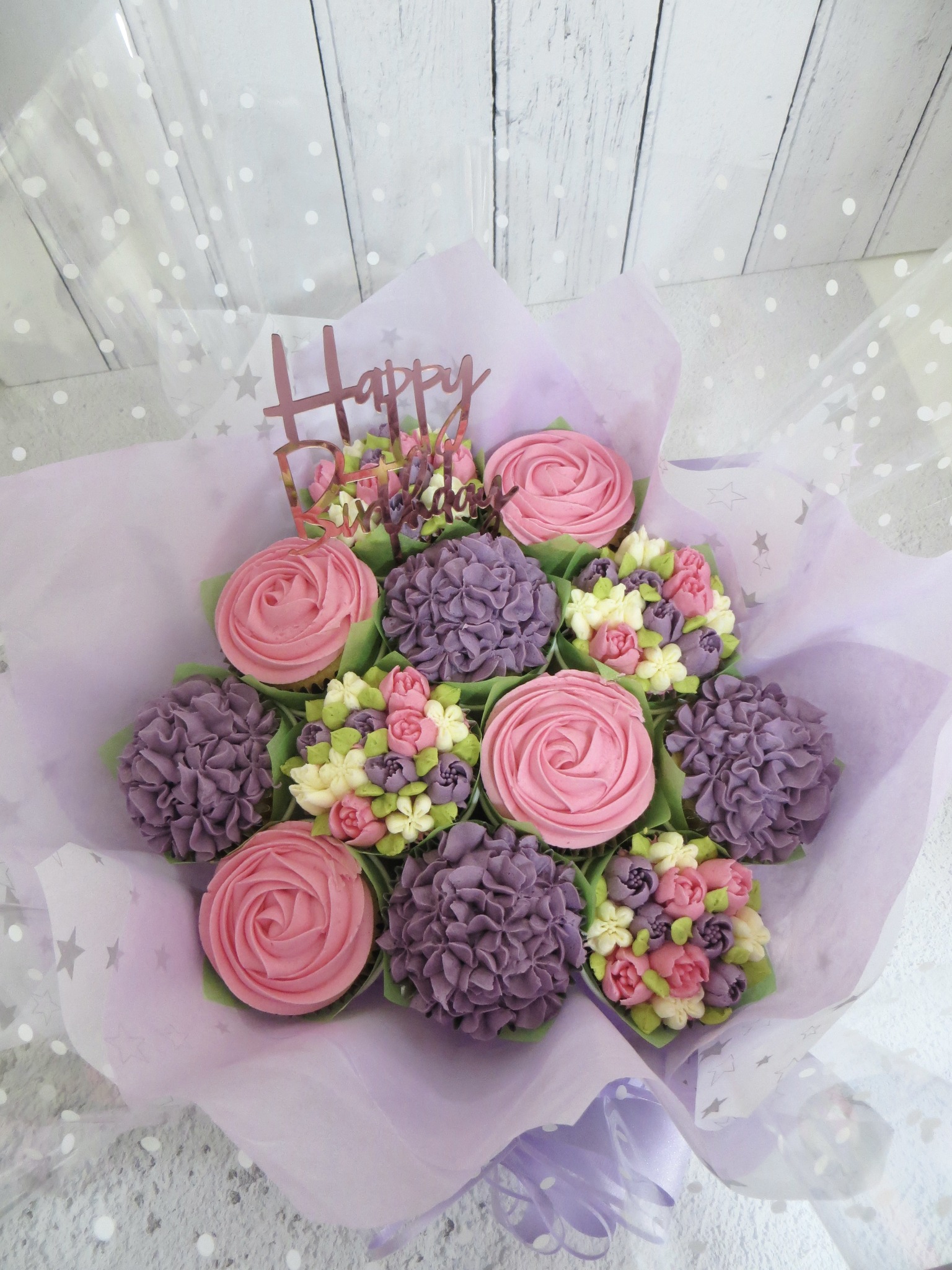 Purple Cupcakes Lot De 5 Boîtes à Bouquet De Cupcakes Avec Plateau Invisible Et Nœud Rose - Idéal Cadeaux Et Occasions