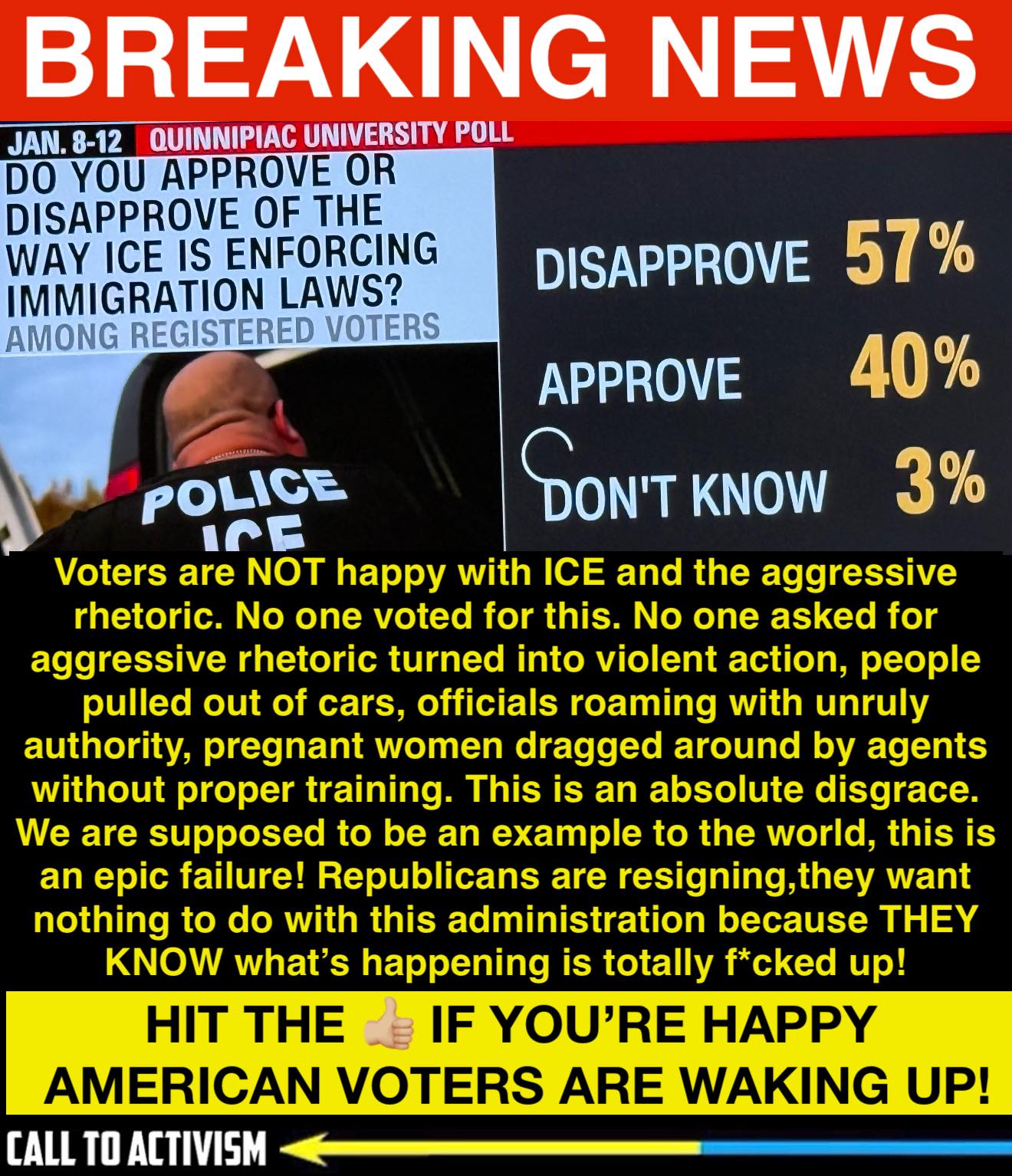 CALL - 🚨BREAKING: Americans turn against ICE’s aggressive rhetoric ...