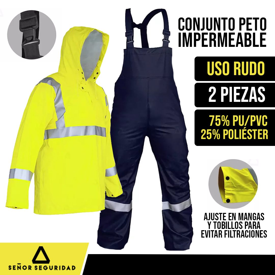Señor - Conjunto Peto Impermeable PVC/Poliéster Reflejante – Uso Rudo 🔧 ...