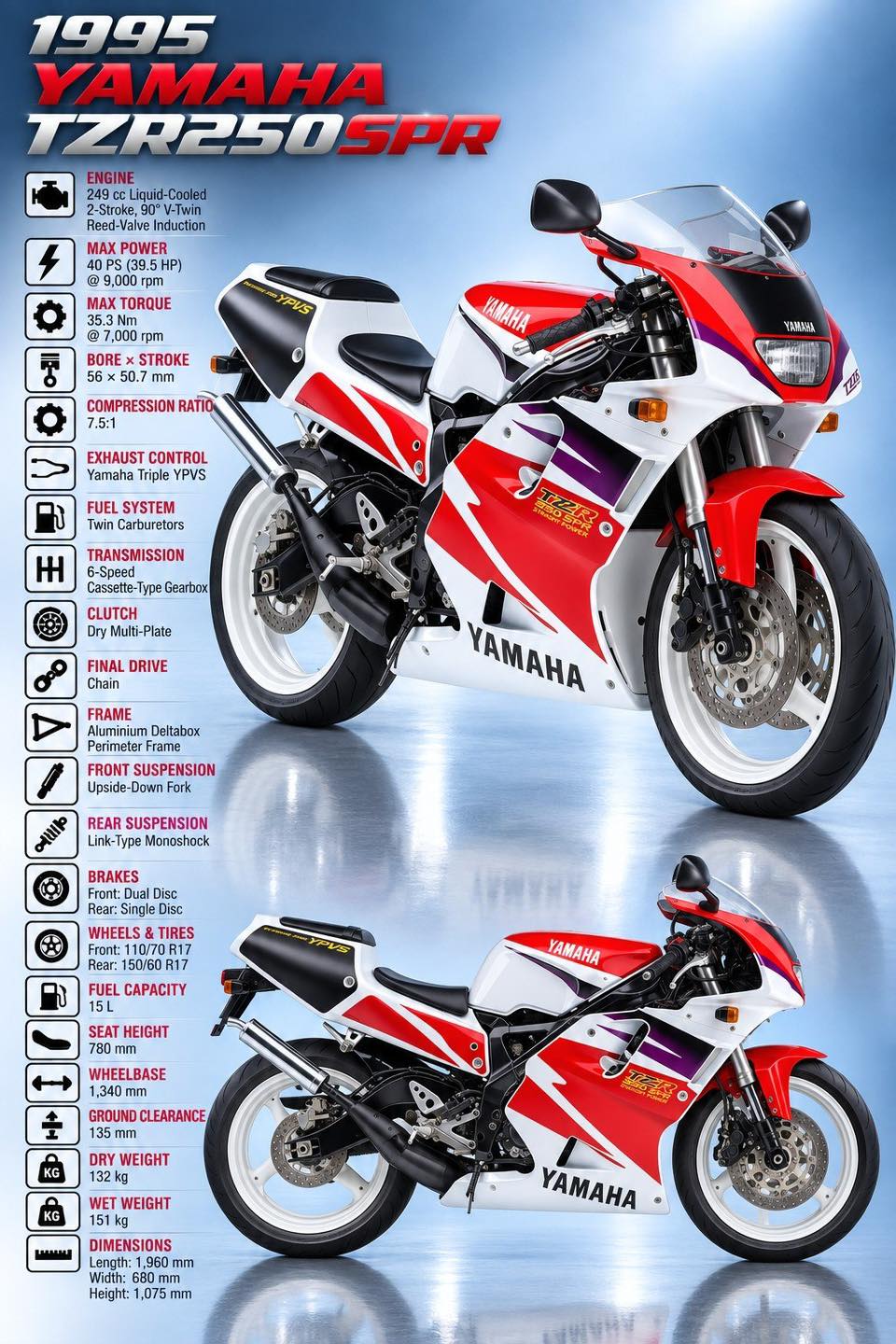 The 1995 Yamaha TZR250 SPR (3XV) represents a significant