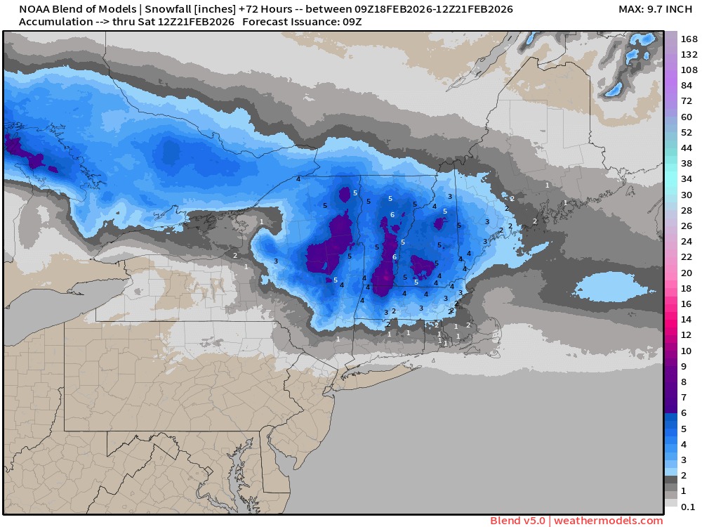 My - Model Blend dynamic ratio snow map through 7 AM Saturday from the ...