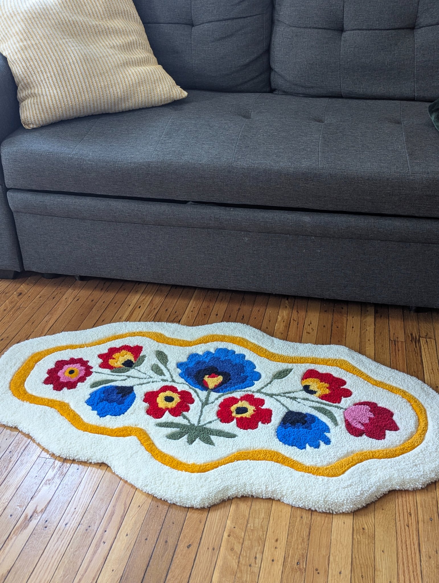 🧶 I take custom orders| Tufted Accent Rug – Polish Folk Inspired Floral ...