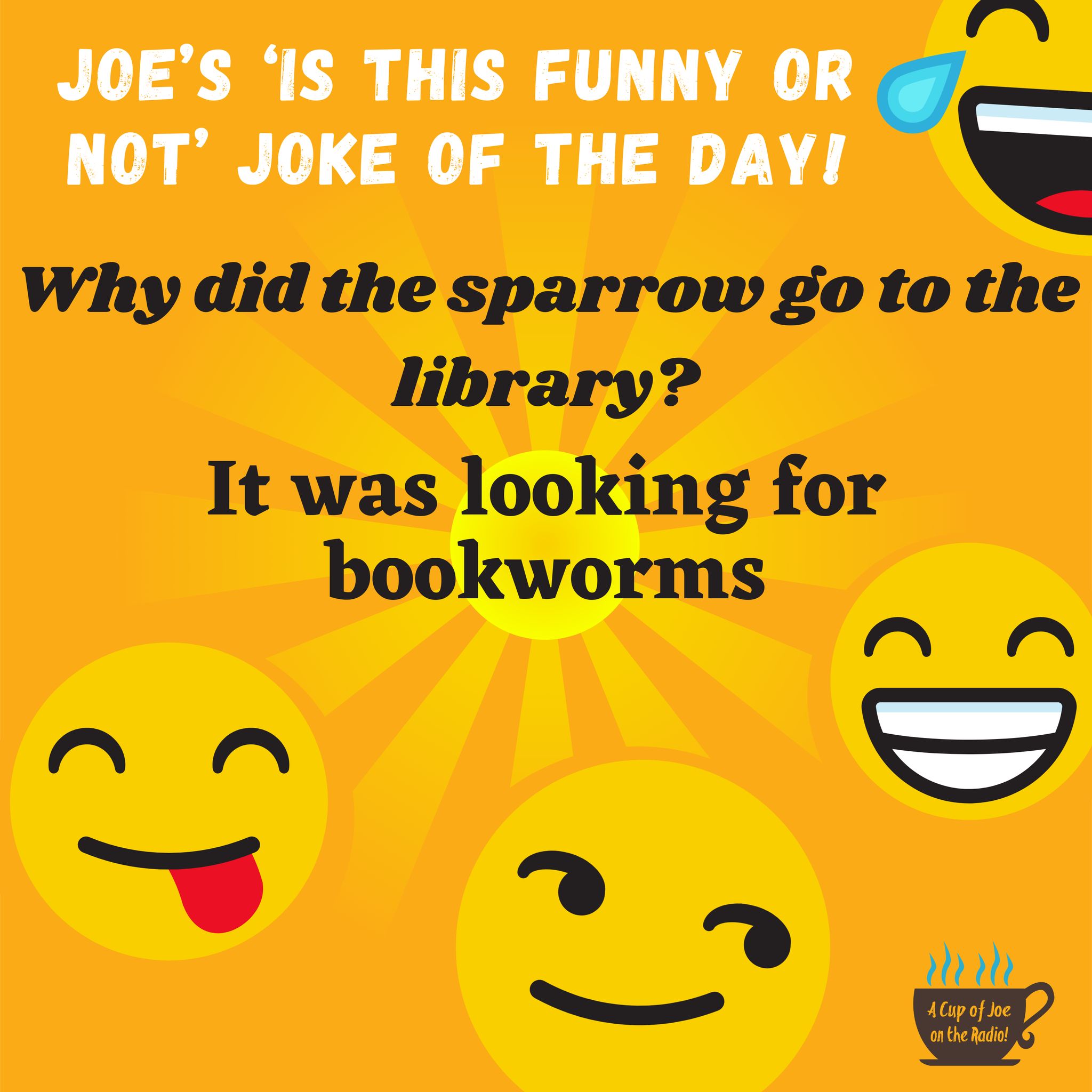 A Cup - Time for Joe’s ‘is this funny or NOT’ joke of the day! Why did ...