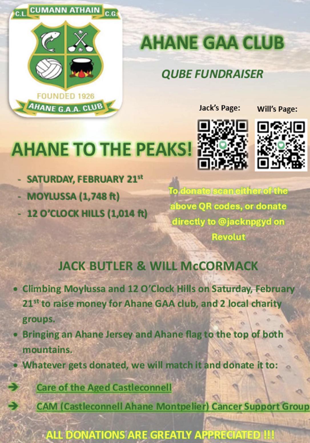 Ahane GAA Club - ⛰️ Ahane to the Peaks! ⛰️ Jack Butler... | Facebook