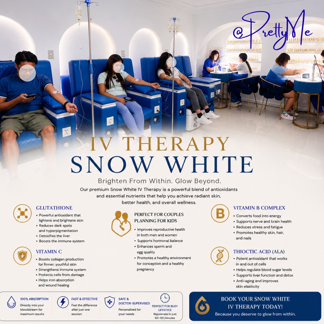 ✨ No trends, just proven results, #SnowWhiteIVDrip only at PrettyMe Wellness Clinic and Spa 💎💎 Why settle for questionable products when you can choose a clinic with more than a decade of