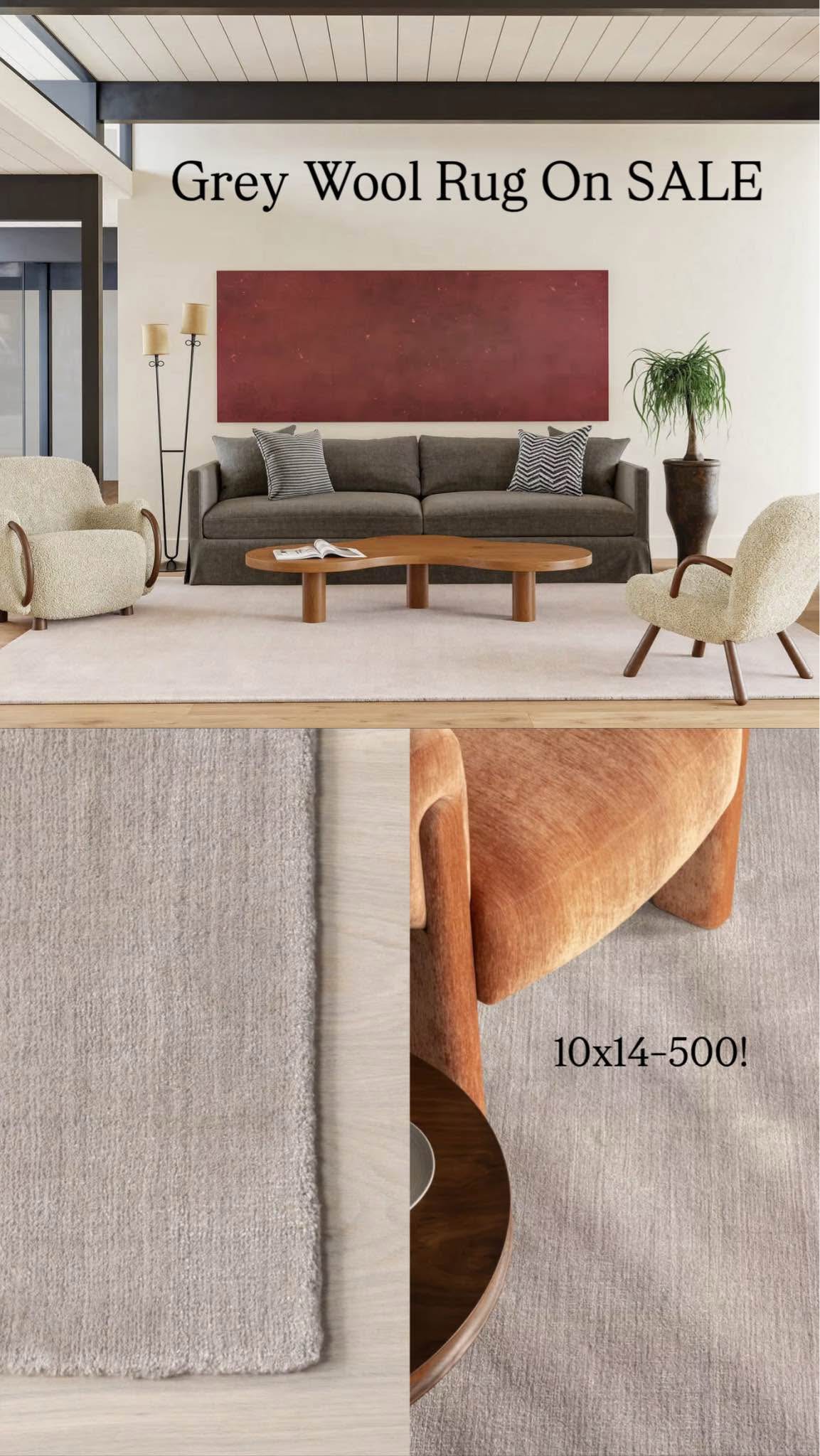 10x14 NEW Arrel Wool Area Rug- Minimalist RH Style Luxury Wool Rug ...