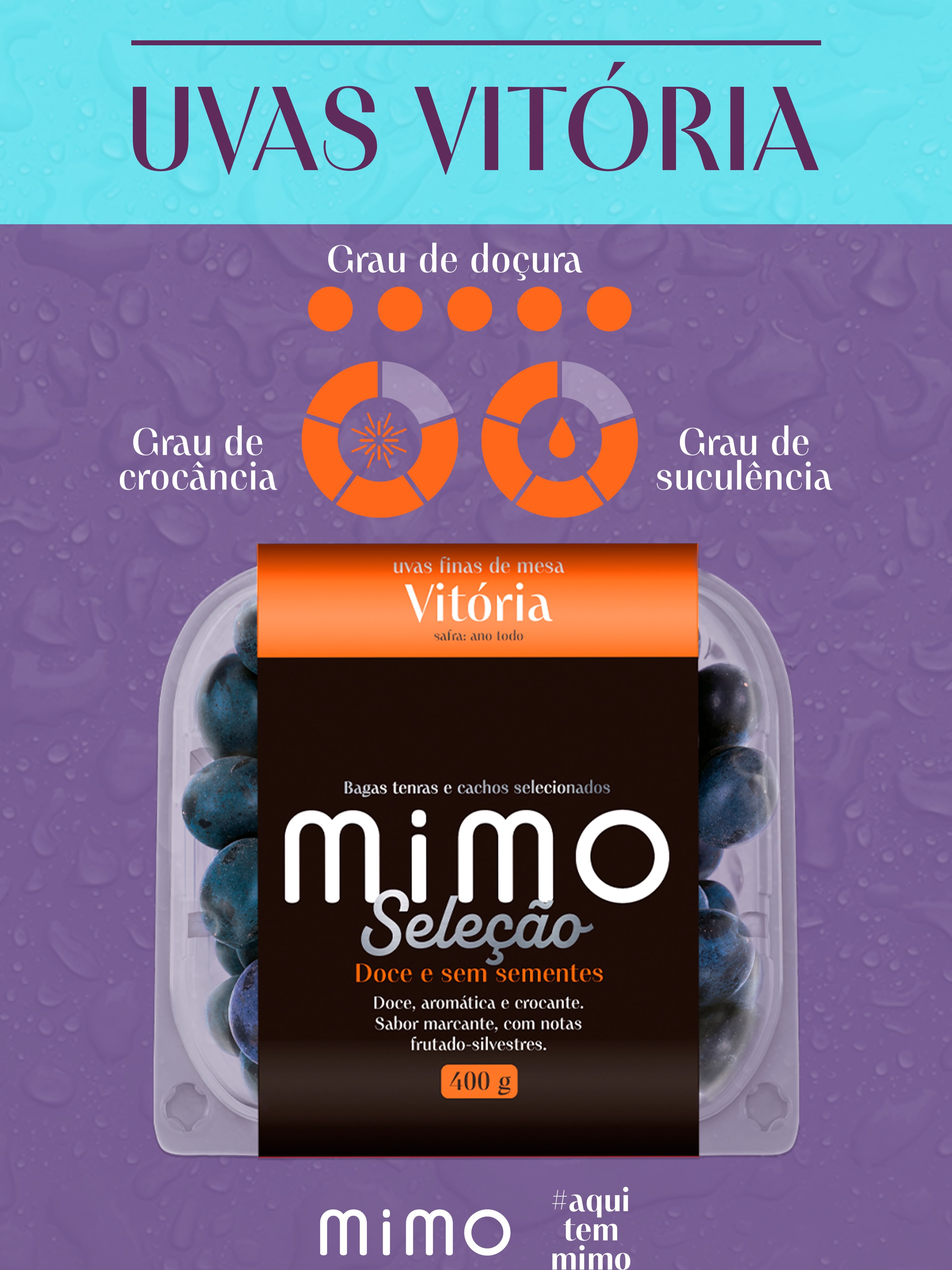 🍇 Doce, crocante e sem sementes! A Uva Vitória Mimo é daquelas