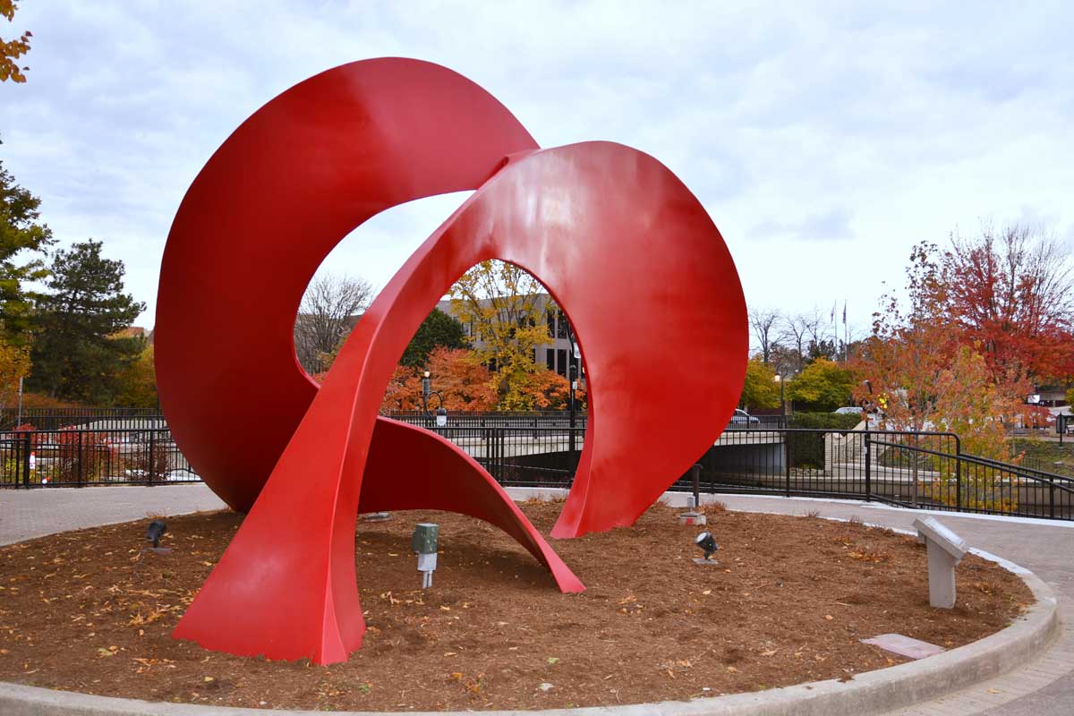 Naperville's Red Landforms sculpture by Jack Arnold