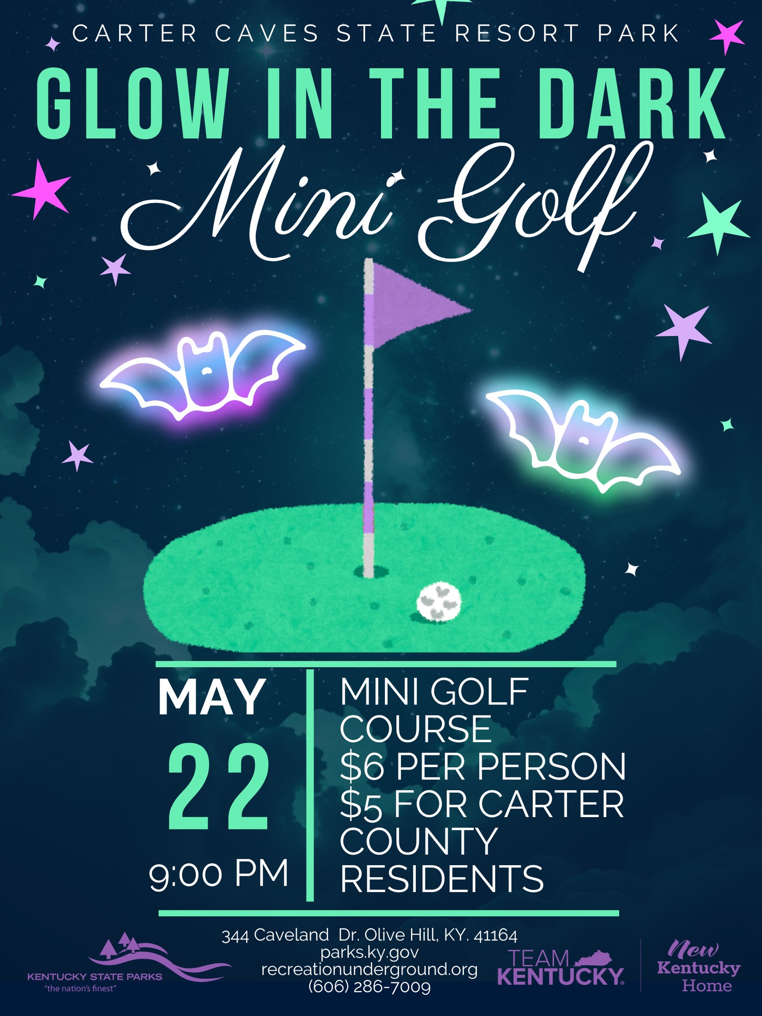 🌟⛳ GLOW IN THE DARK MINI GOLF is coming to Carter Caves State
