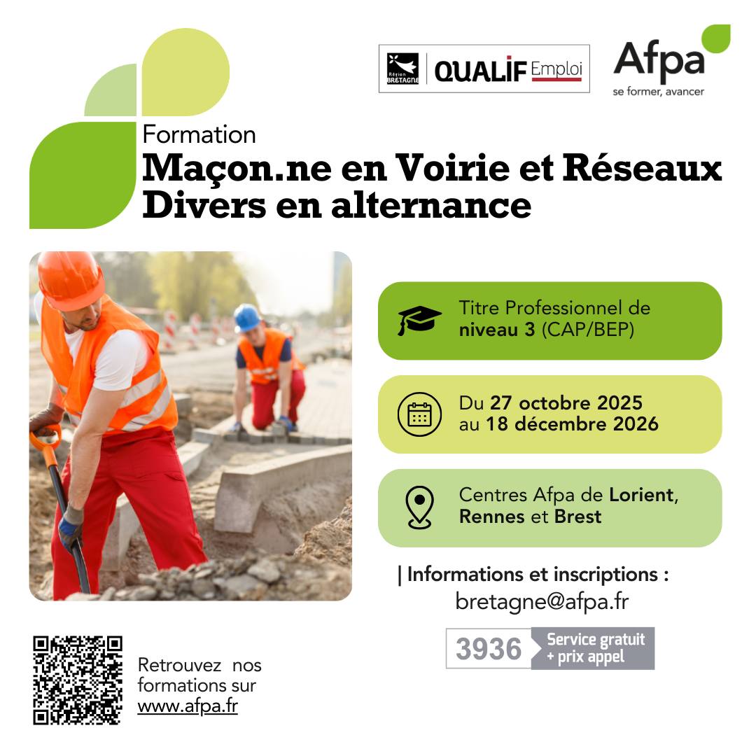 Afpa - Formez-vous en alternance au métier de Maçon.ne en Voirie et ...