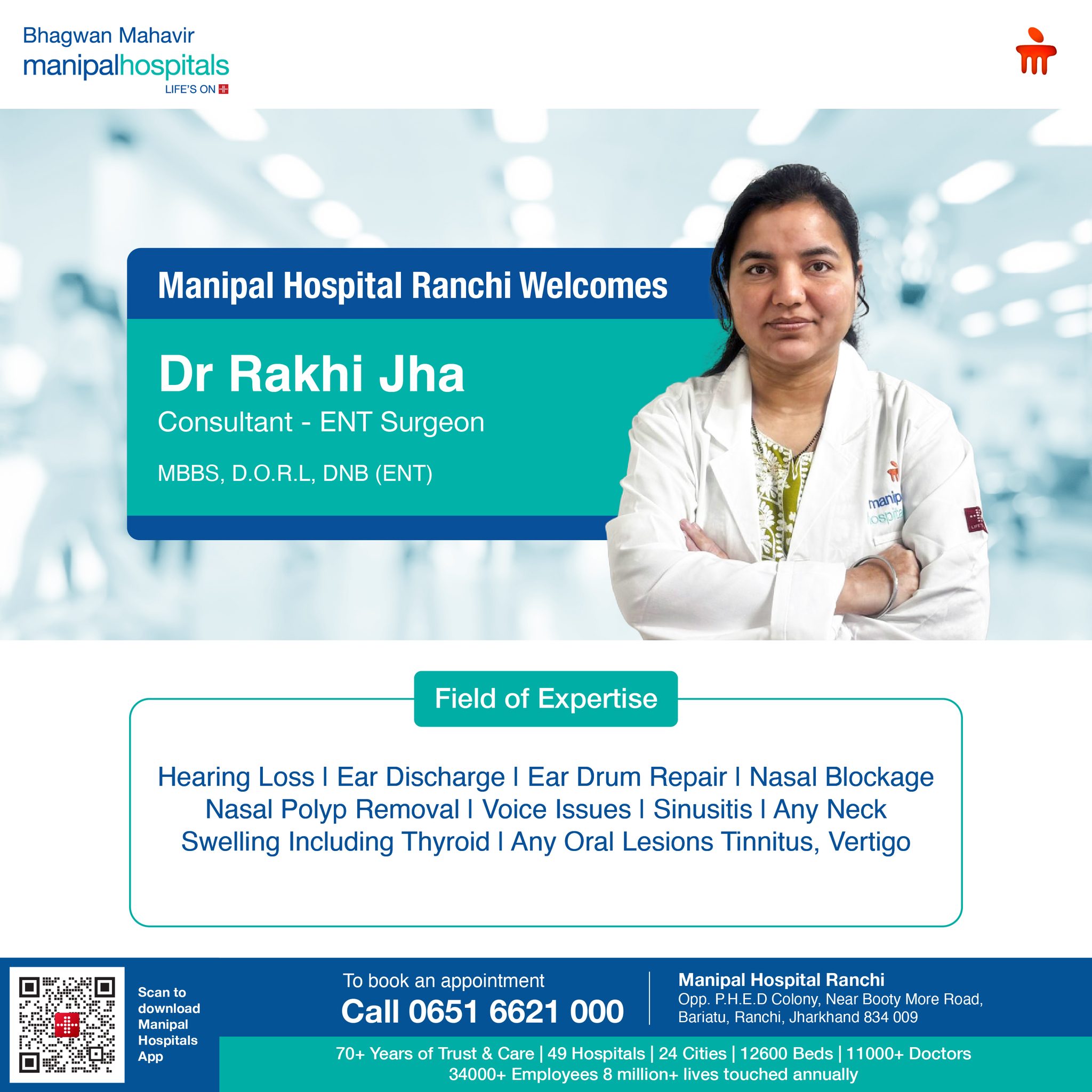 Manipal - We are delighted to welcome Dr. Rakhi Jha, Consultant – ENT ...