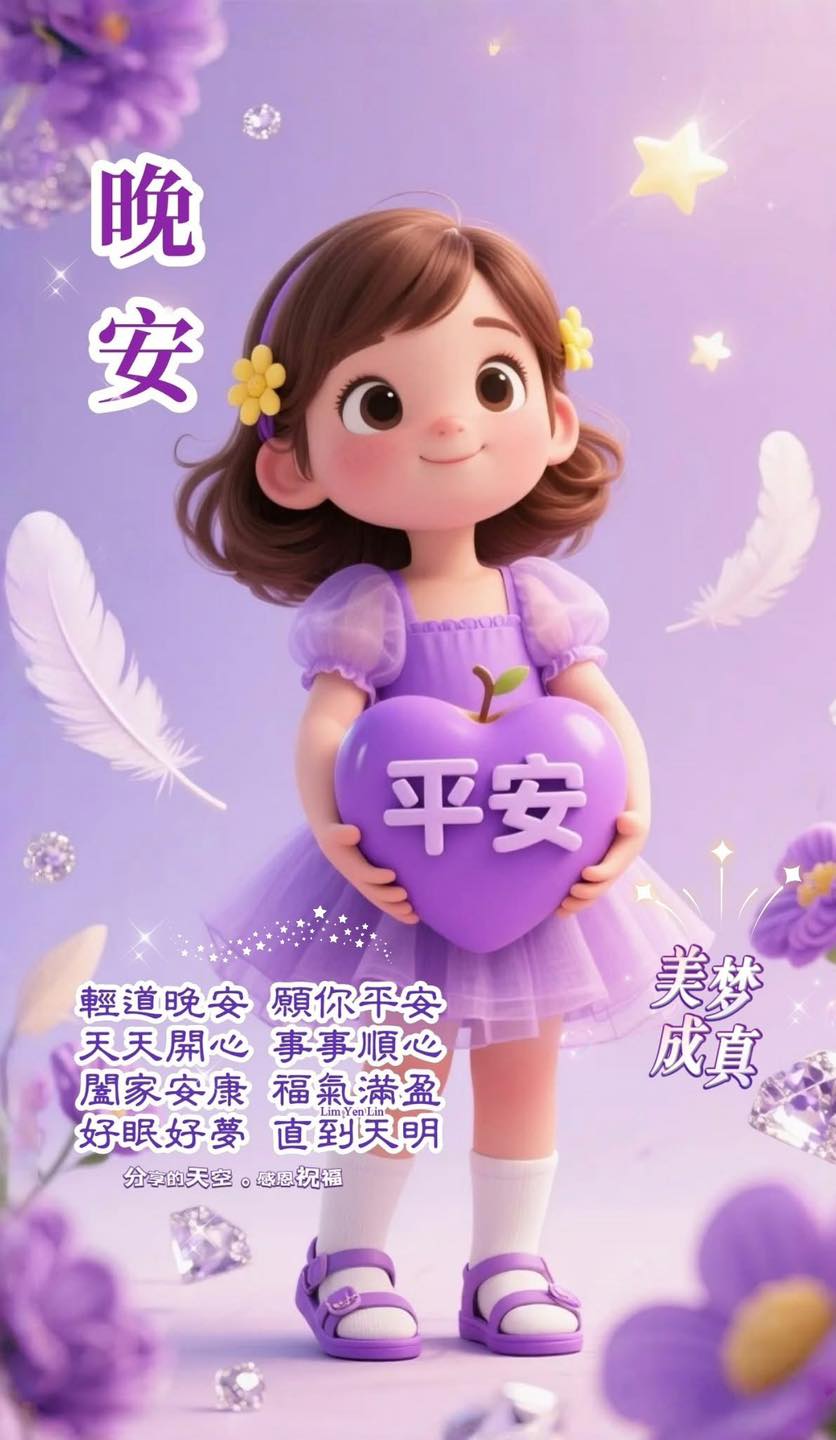 輕道晚安.⭐️.願你時時平安.☪️ 事事順心.💜.喜樂幸福安康. 闔家安好.⭐️.夢想心想事成.☪️ 夜夜好眠.💜.溫馨美夢甜甜 ...