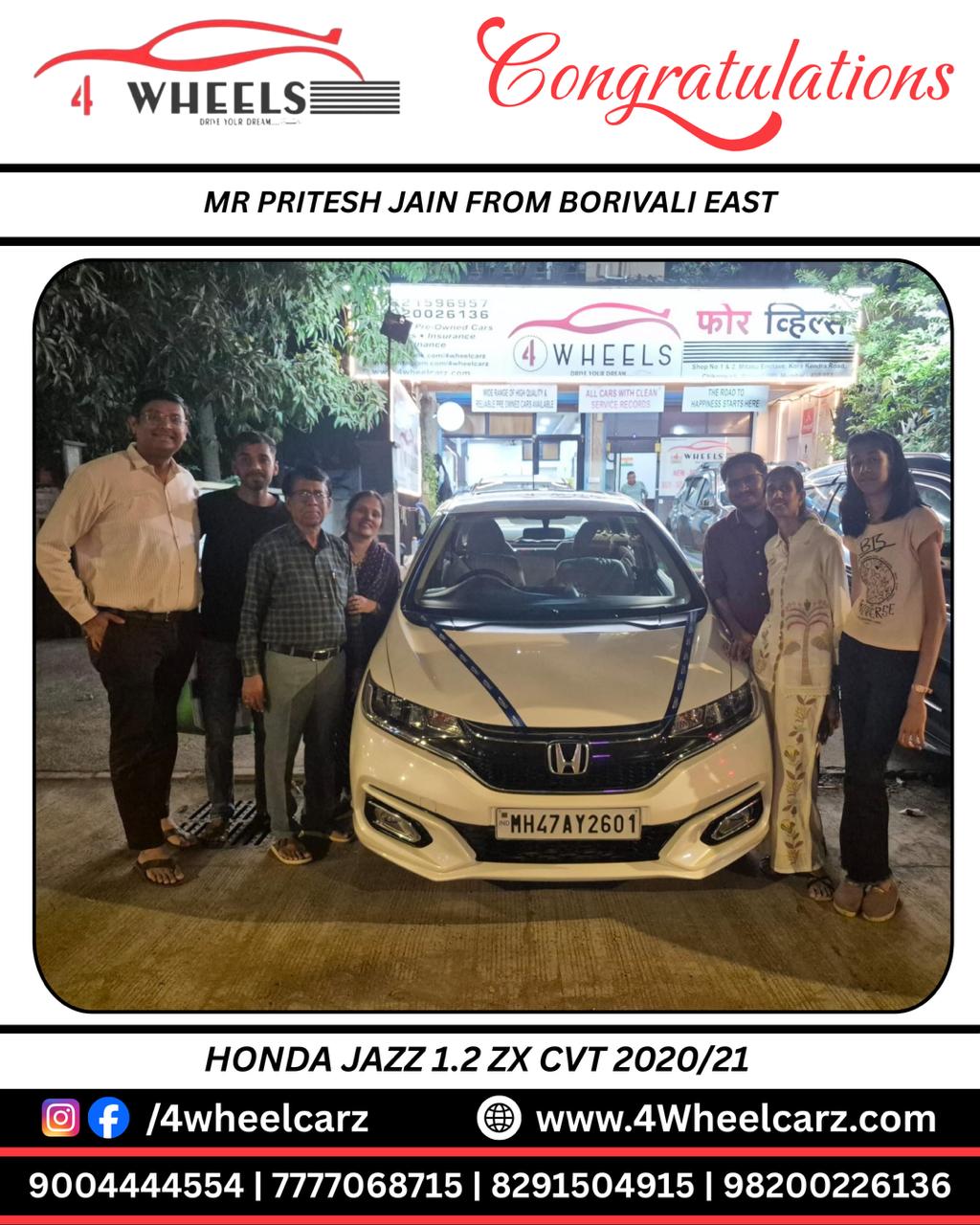 Thank you for choosing 4 Wheels We are delighted to delivered the