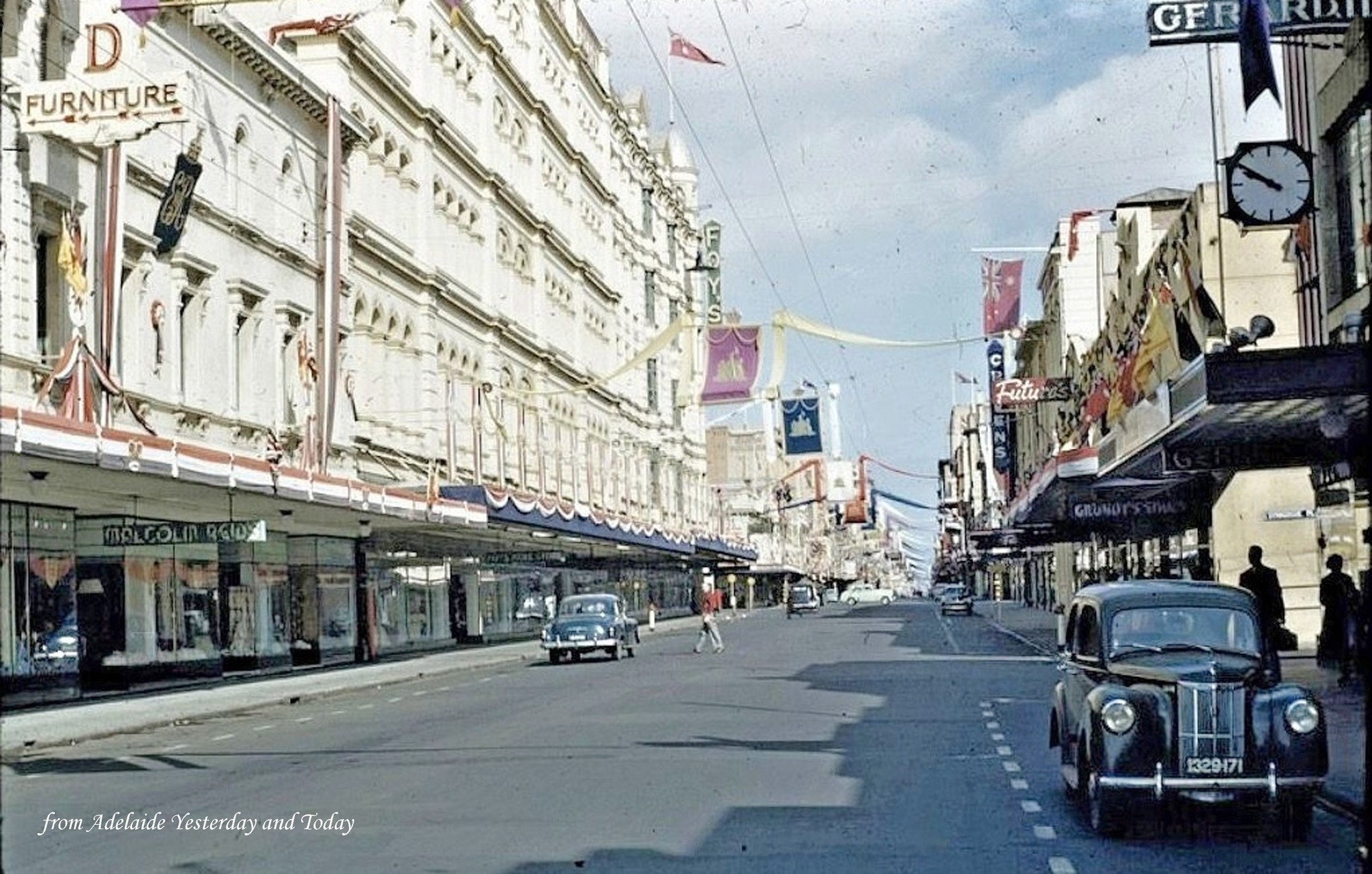 Adelaide - Rundle Street, 1954 ..a nice colour photo showing a deserted ...