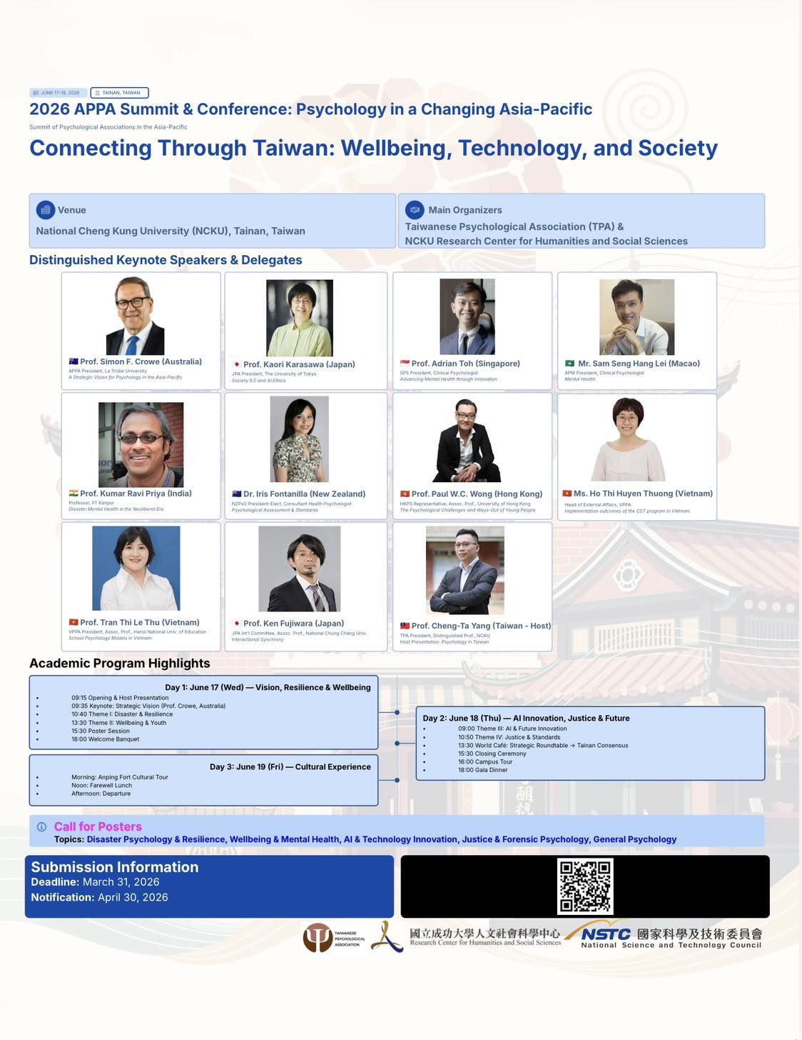 台灣心理學會 - 【2026 APPA Summit & Conference | Call for Posters... | Facebook
