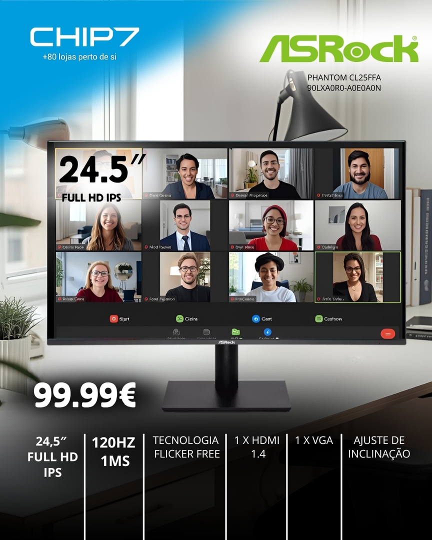 Chip7 - MONITORES ASROCK Phantom CL25FFA – Full HD / IPS / 120 Hz / 1 ...