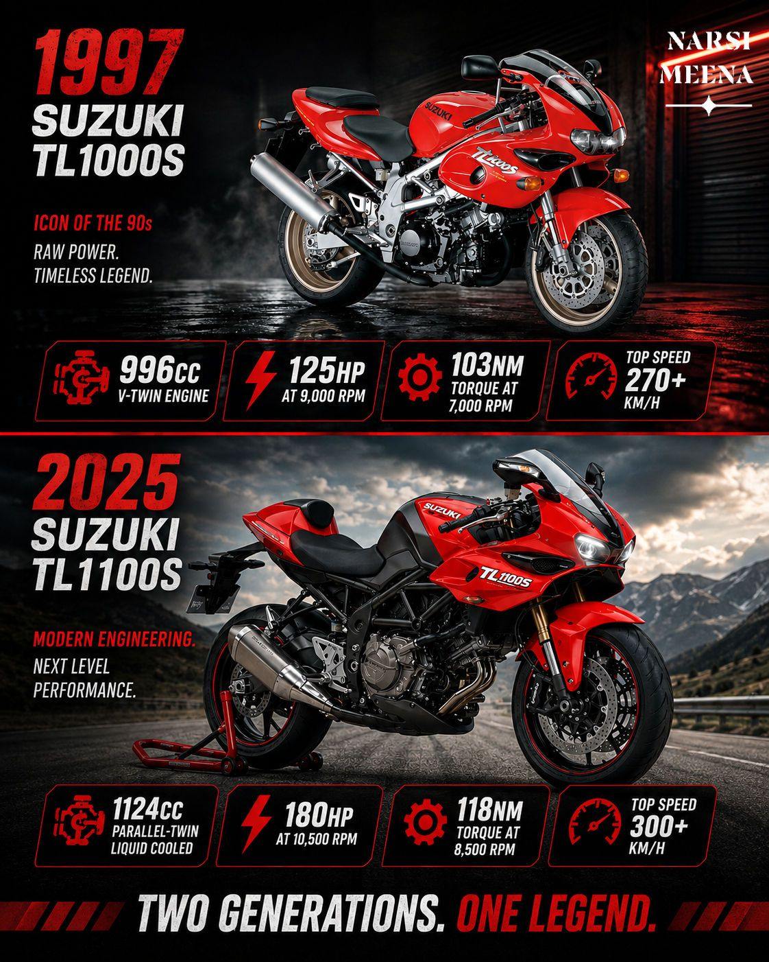 1997 vs 2025 Suzuki TL1000S comparison