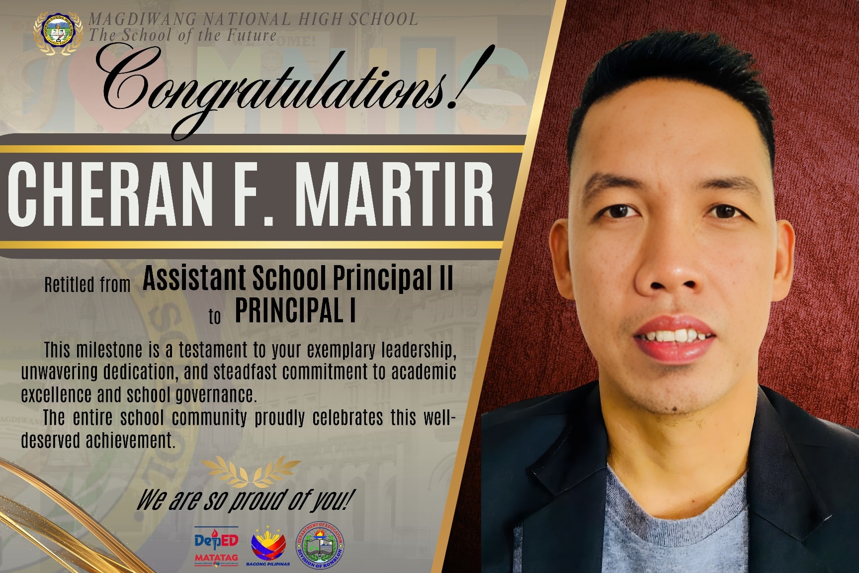 Magdiwang - CONGRATULATIONS! The school community proudly congratulates ...